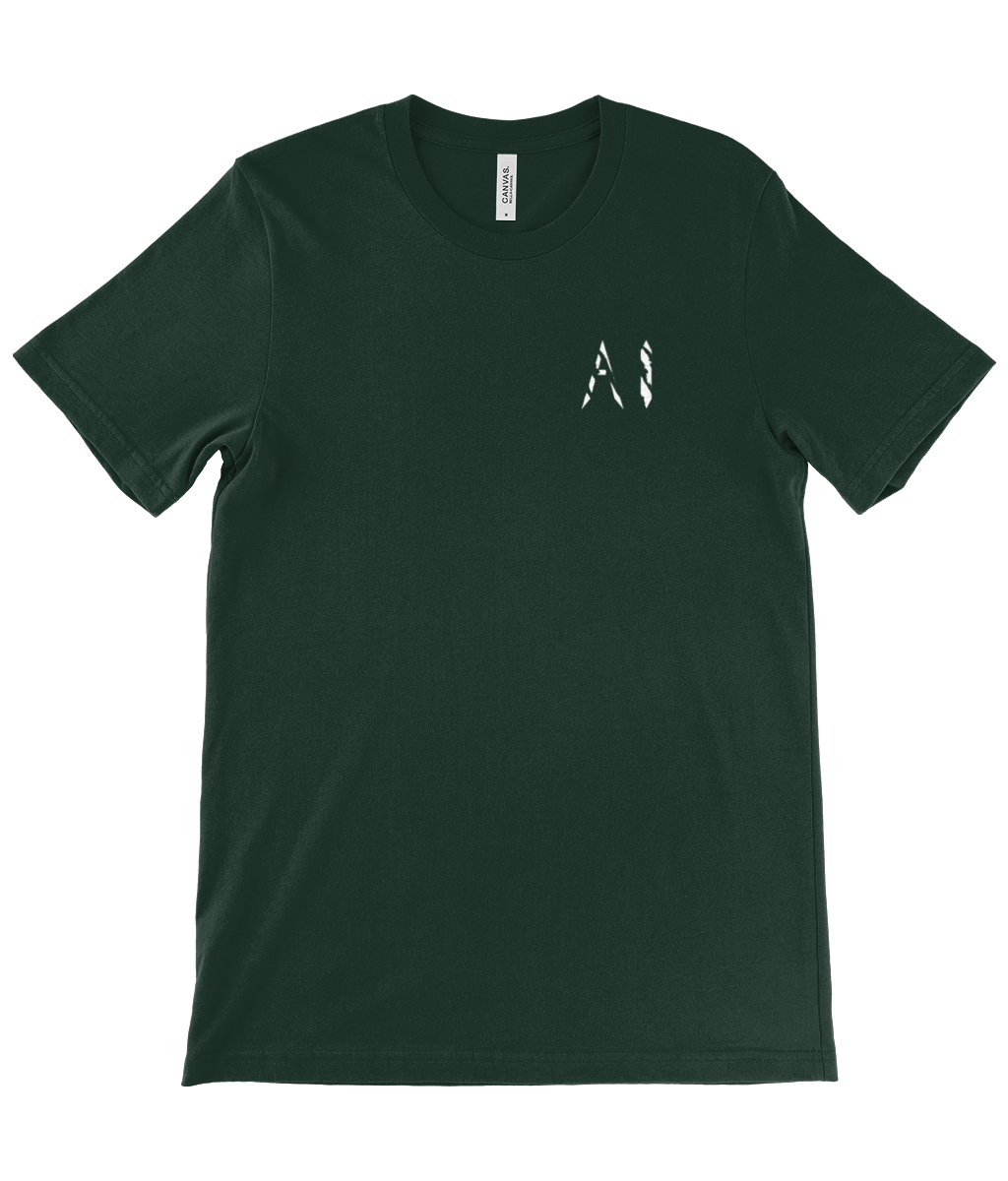 Mens dark green Casual T-Shirt with white logo on the left chest
