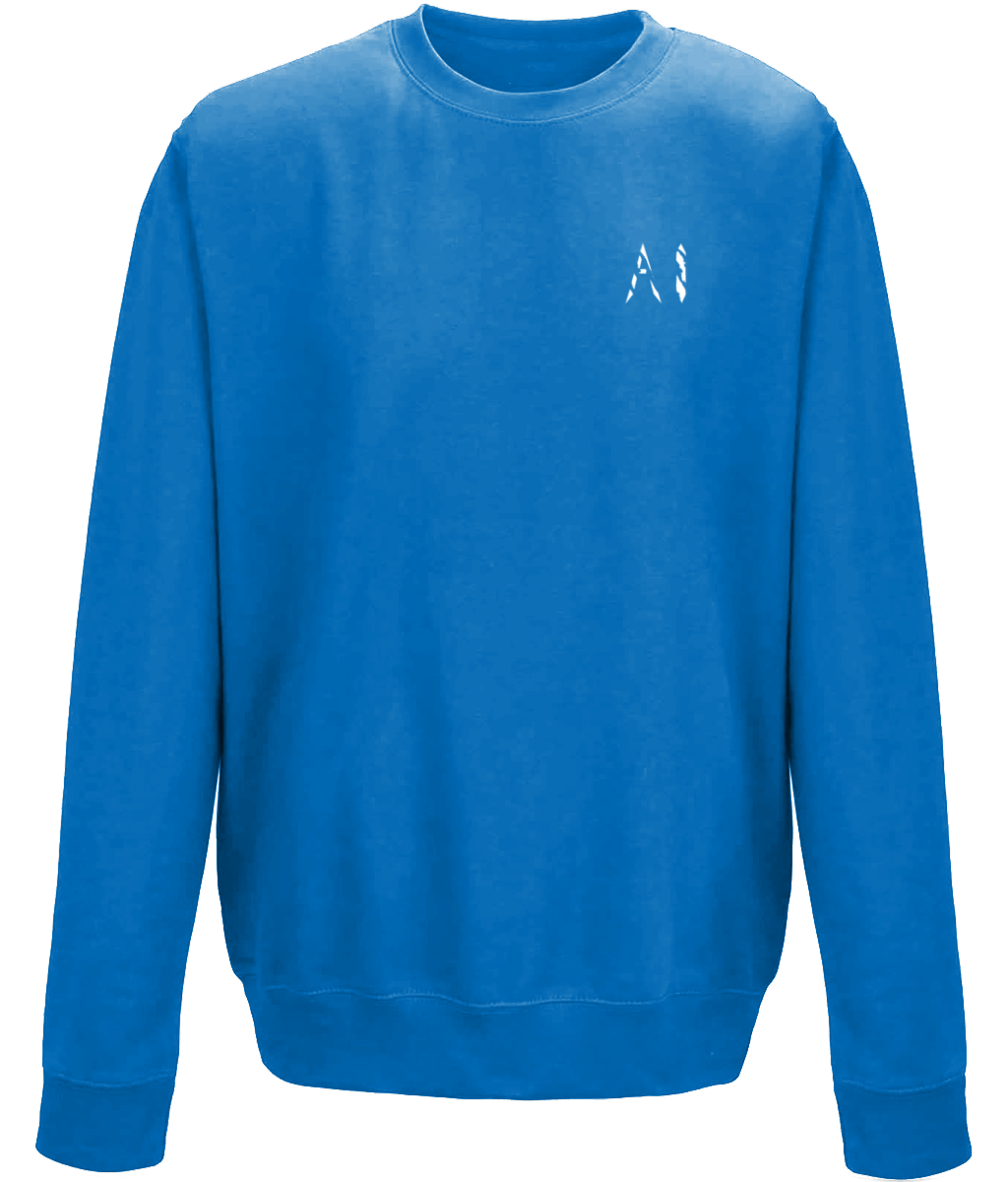 Animal Instinct Ocean blue Workout Sweatshirt White AI Logo on the left chest