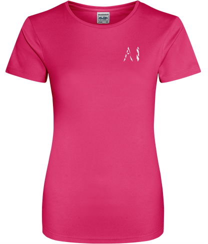 Womens pink Athletic Sports Shirt with White AI logo on left breast