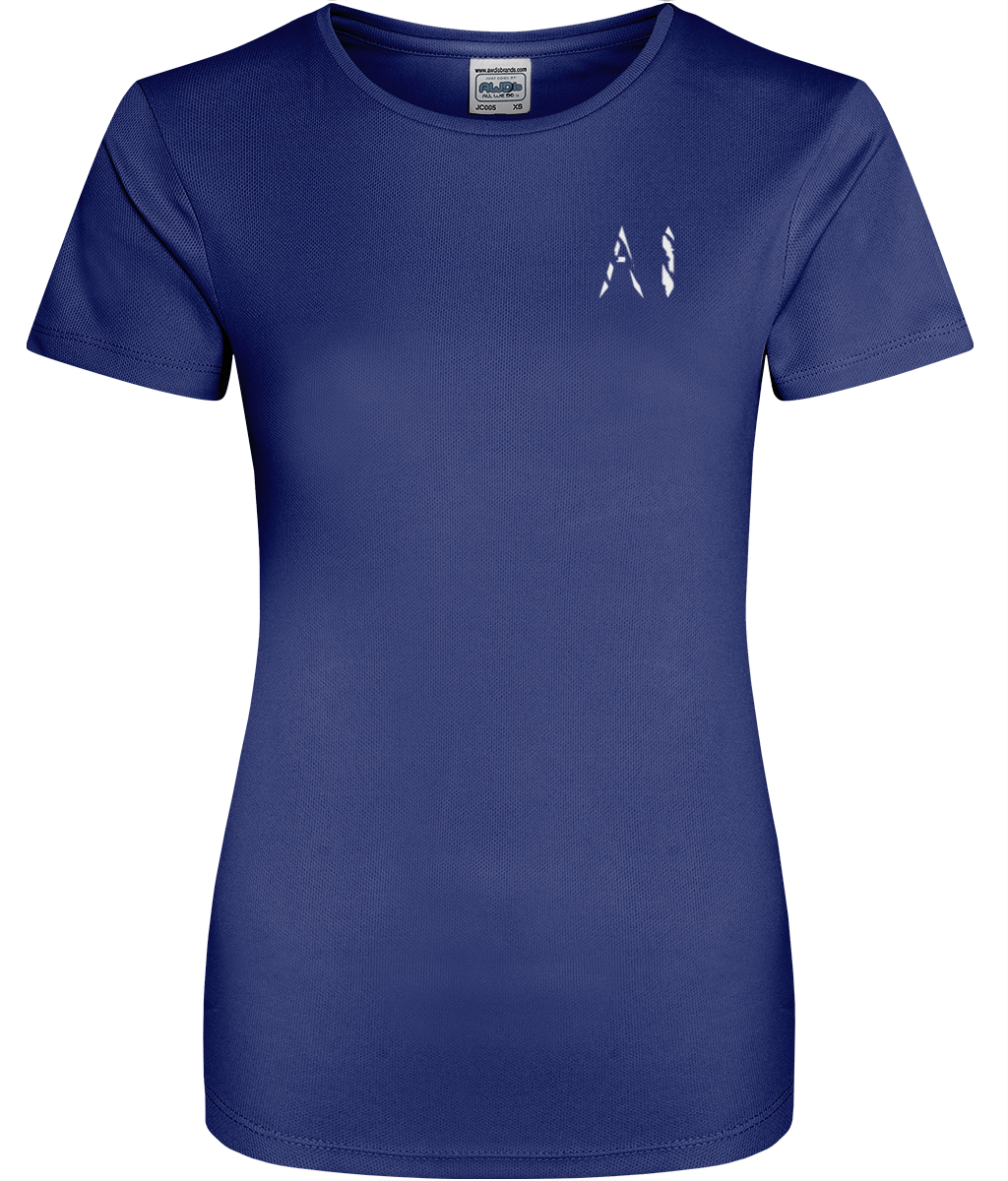 Womens Athletic Sports Shirt with White AI logo on left breast