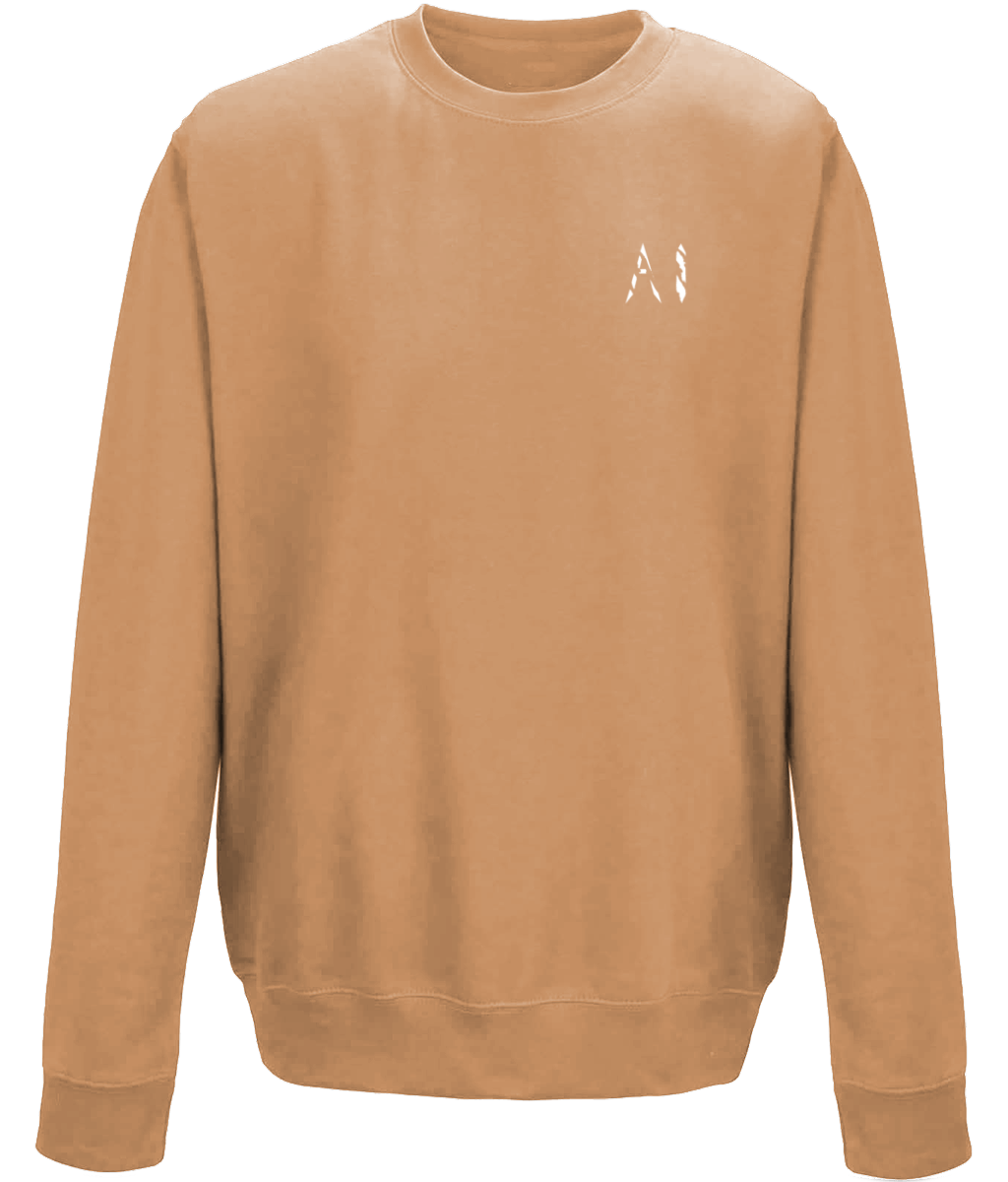 Animal Instinct light orange Workout Sweatshirt White AI Logo on the left chest