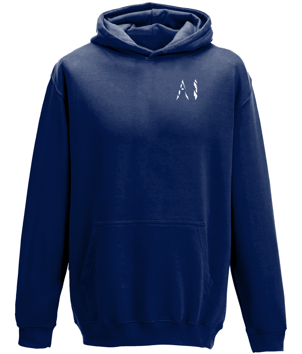 Kids navy blue Casual Hoodie with White AI logo on the left chest