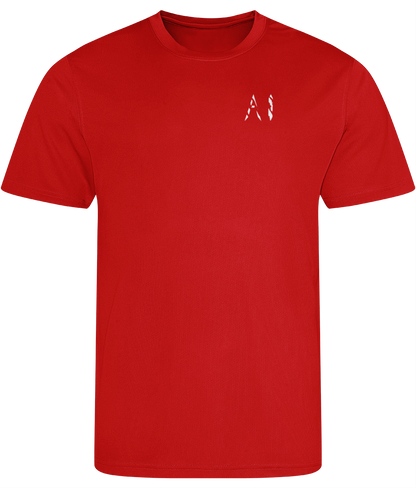 Kids Red Athletic Sports Shirt with white AI logo on the Left chest