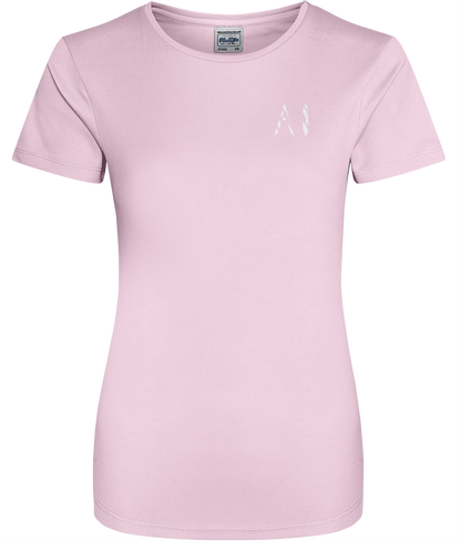 Womens beige Athletic Sports Shirt with White AI logo on left breast