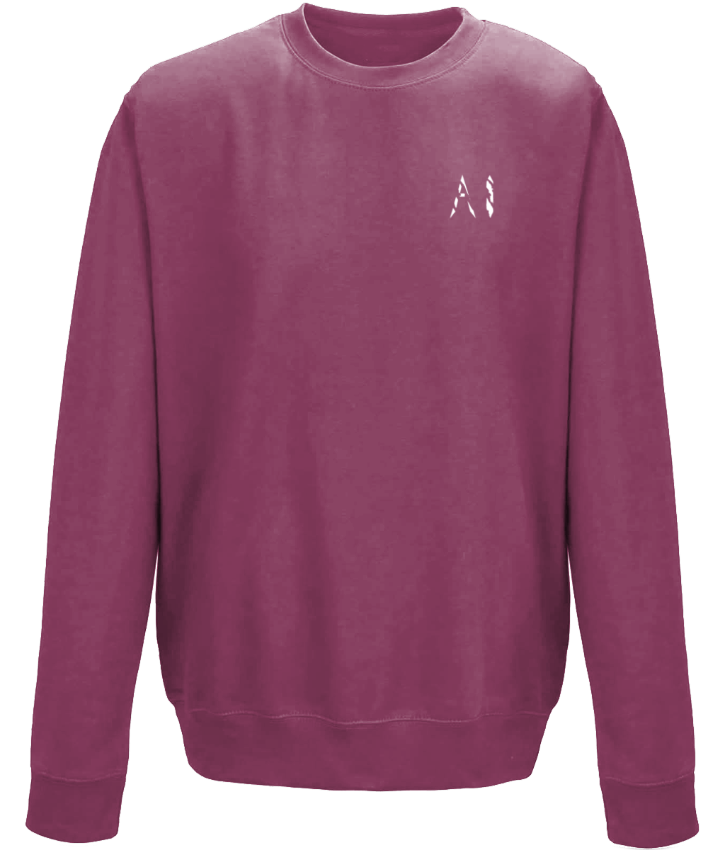 Animal Instinct purple Workout Sweatshirt White AI Logo on the left chest