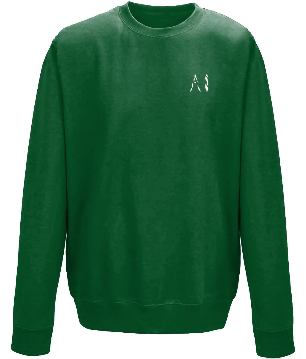 Animal Instinct Green Workout Sweatshirt White AI Logo on the left chest