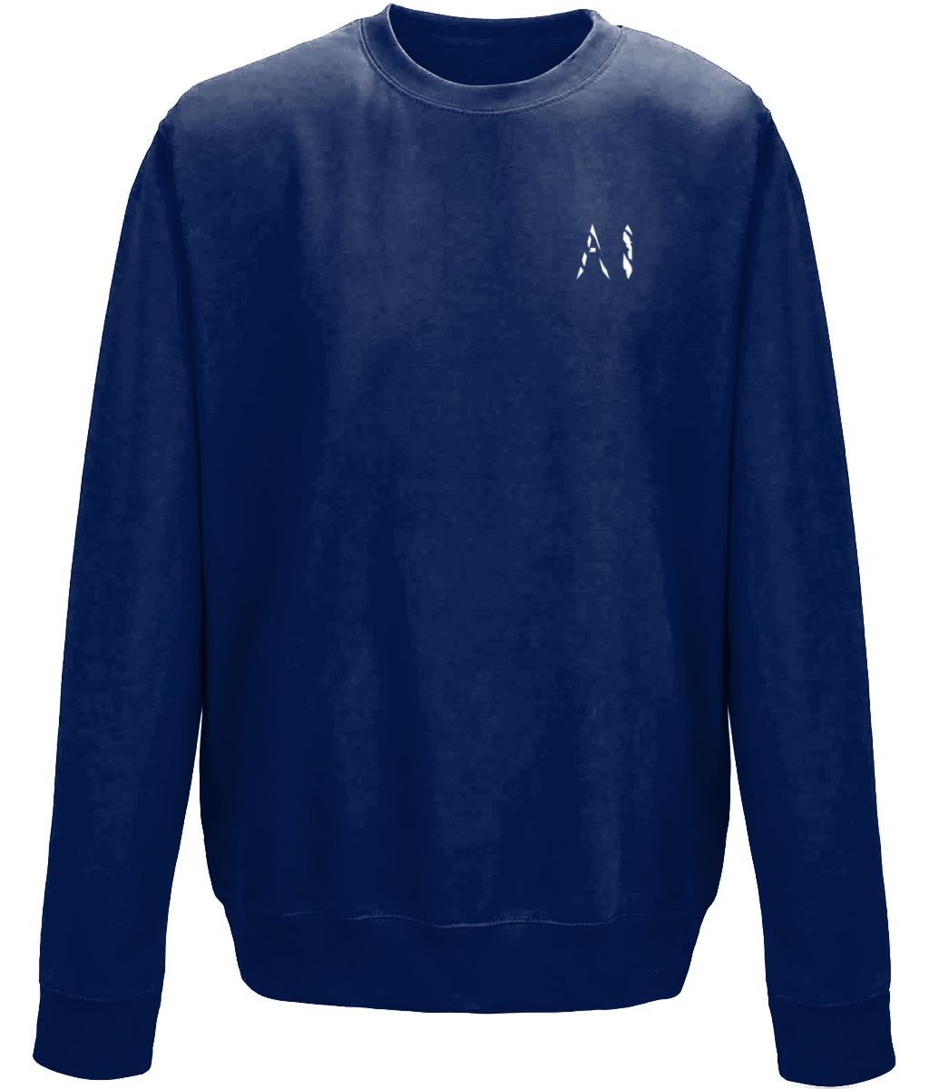 Animal Instinct Navy Blue Workout Sweatshirt White AI Logo on the left chest