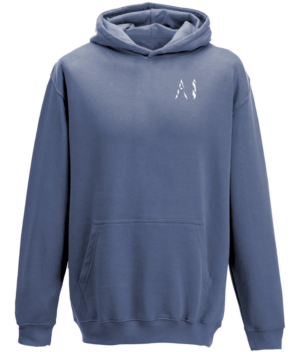 Kids blue Casual Hoodie with White AI logo on the left chest