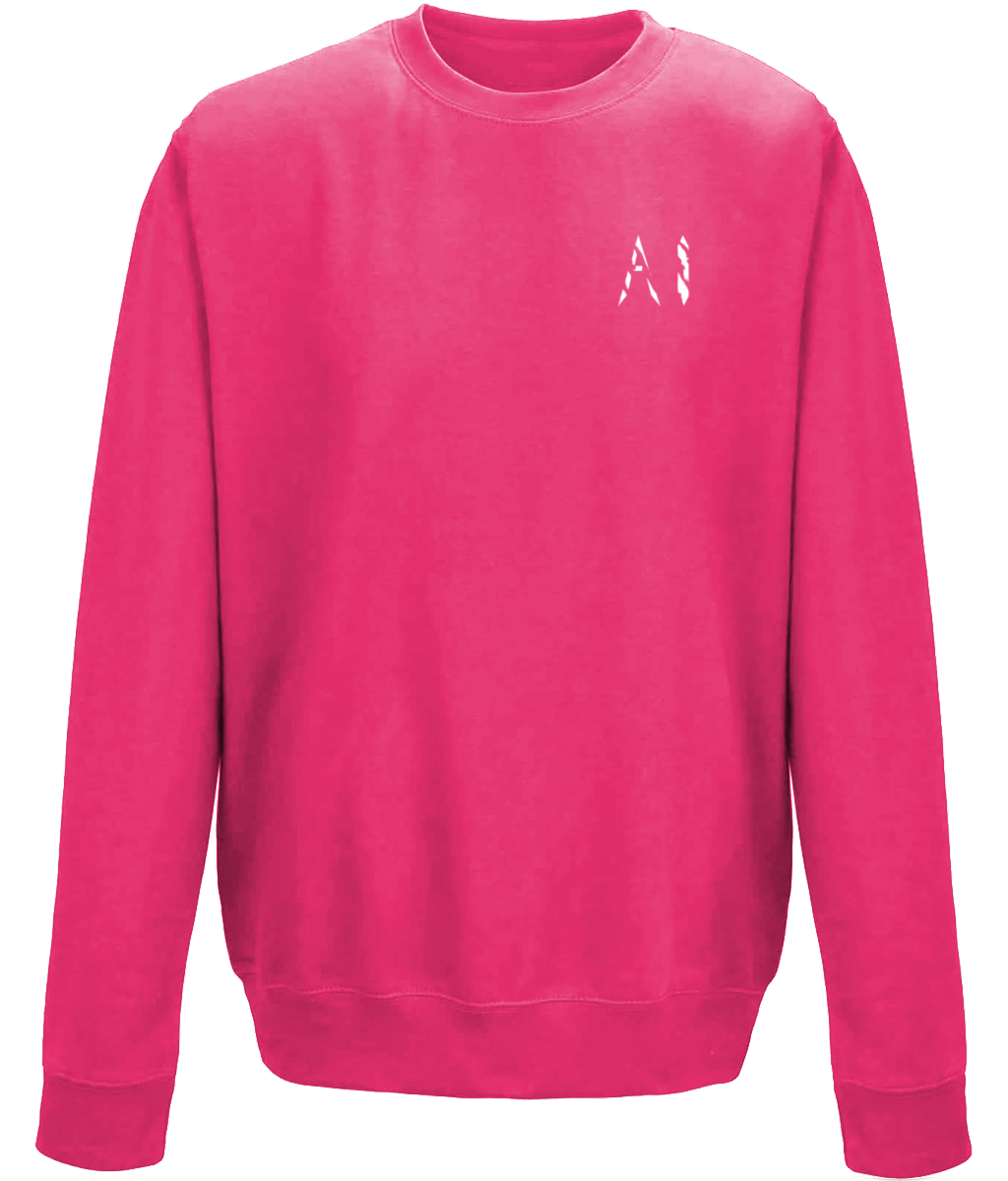 Kids hot pink Casual Sweatshirt with white AI logo on the left chest