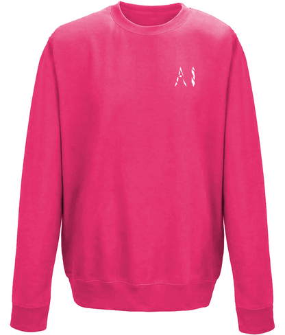 Kids hot pink Casual Sweatshirt with white AI logo on the left chest