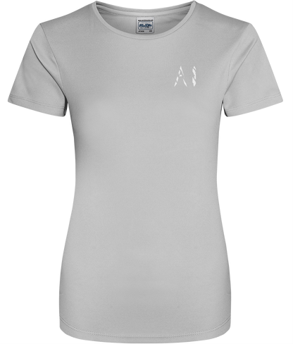 Womens light grey Athletic Sports Shirt with White AI logo on left breast