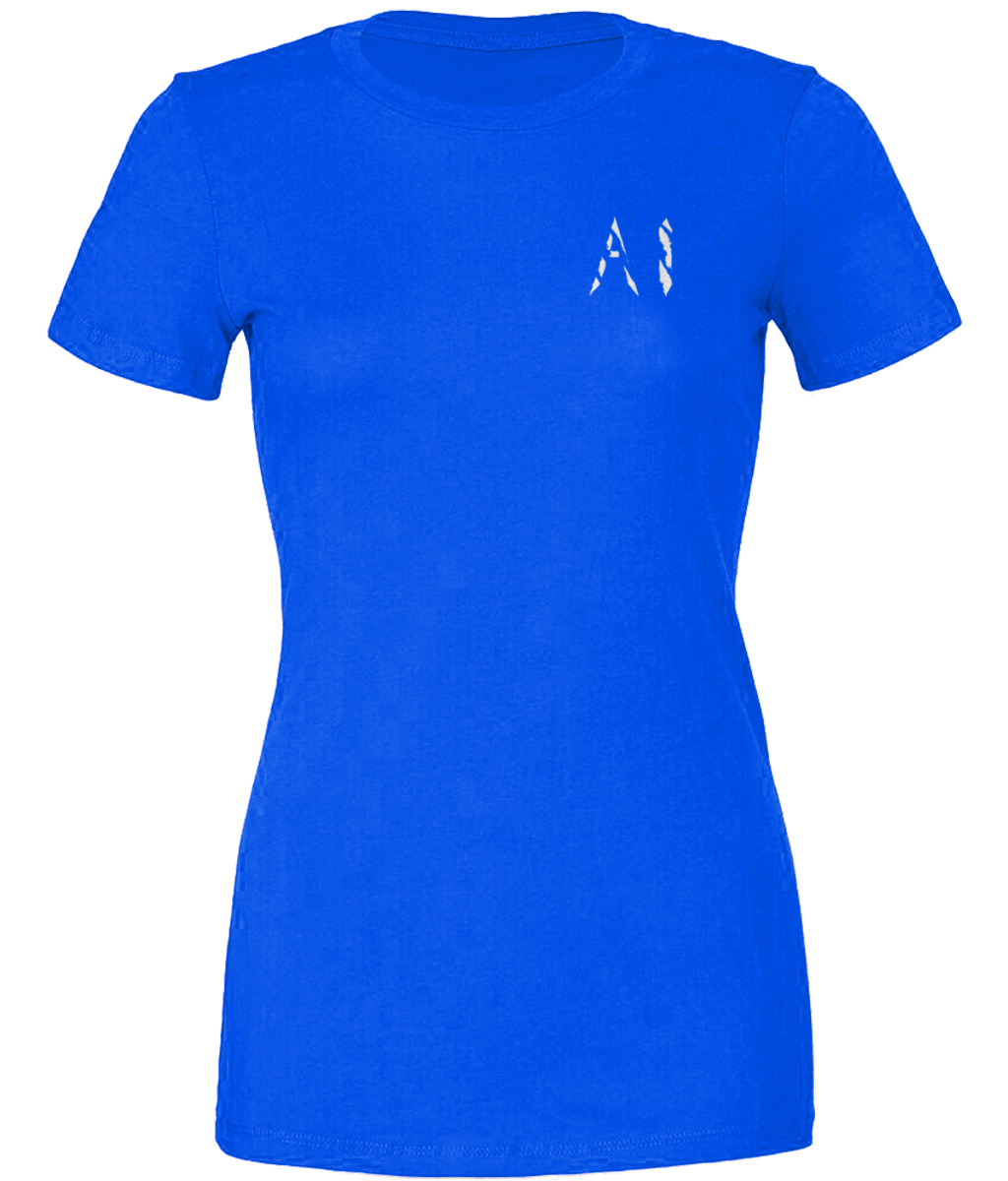 Womens dark blue Casual T-Shirt with white AI logo on left breast