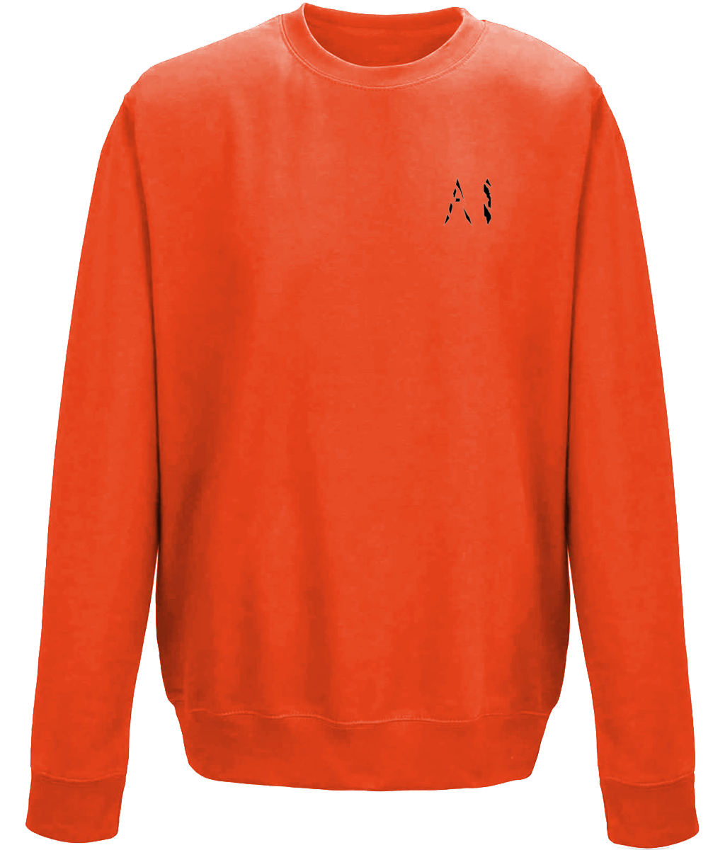 Animal Instinct Orange Workout Sweatshirt with black AI Logo on the left chest