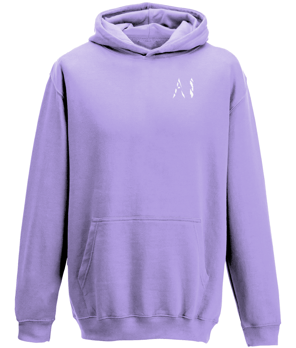 Kids lilac Casual Hoodie with White AI logo on the left chest