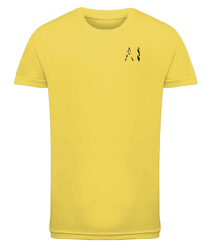 Light Yellow Kids Athletic Performance Sports Top with black AI logo on the left chest