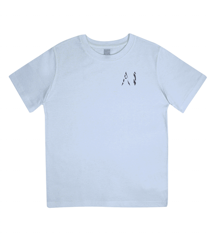 Kids light grey Casual Jersey T-Shirt with black AI logo on the left chest