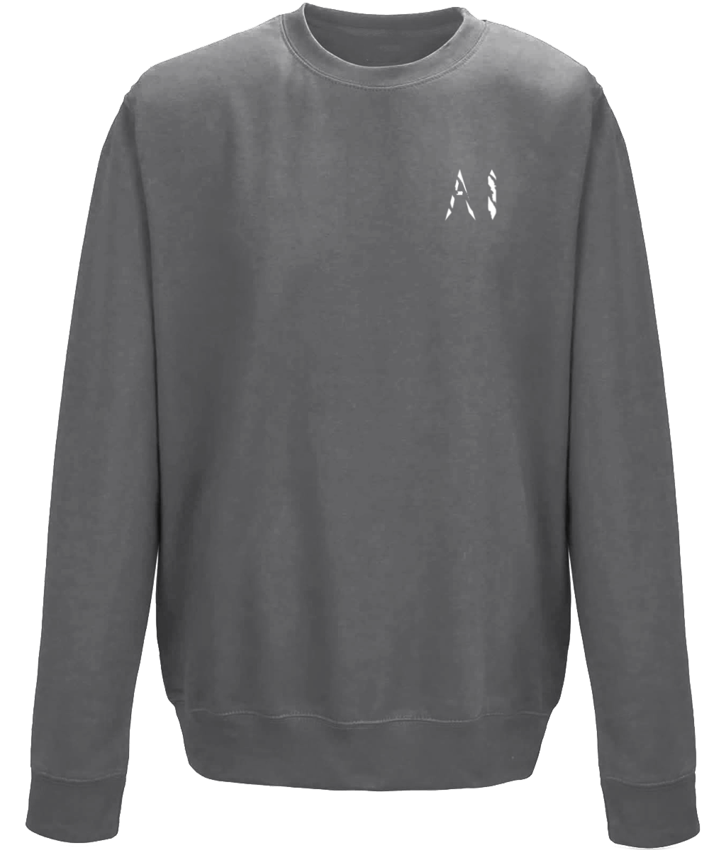 Kids grey Casual Sweatshirt with white AI logo on the left chest