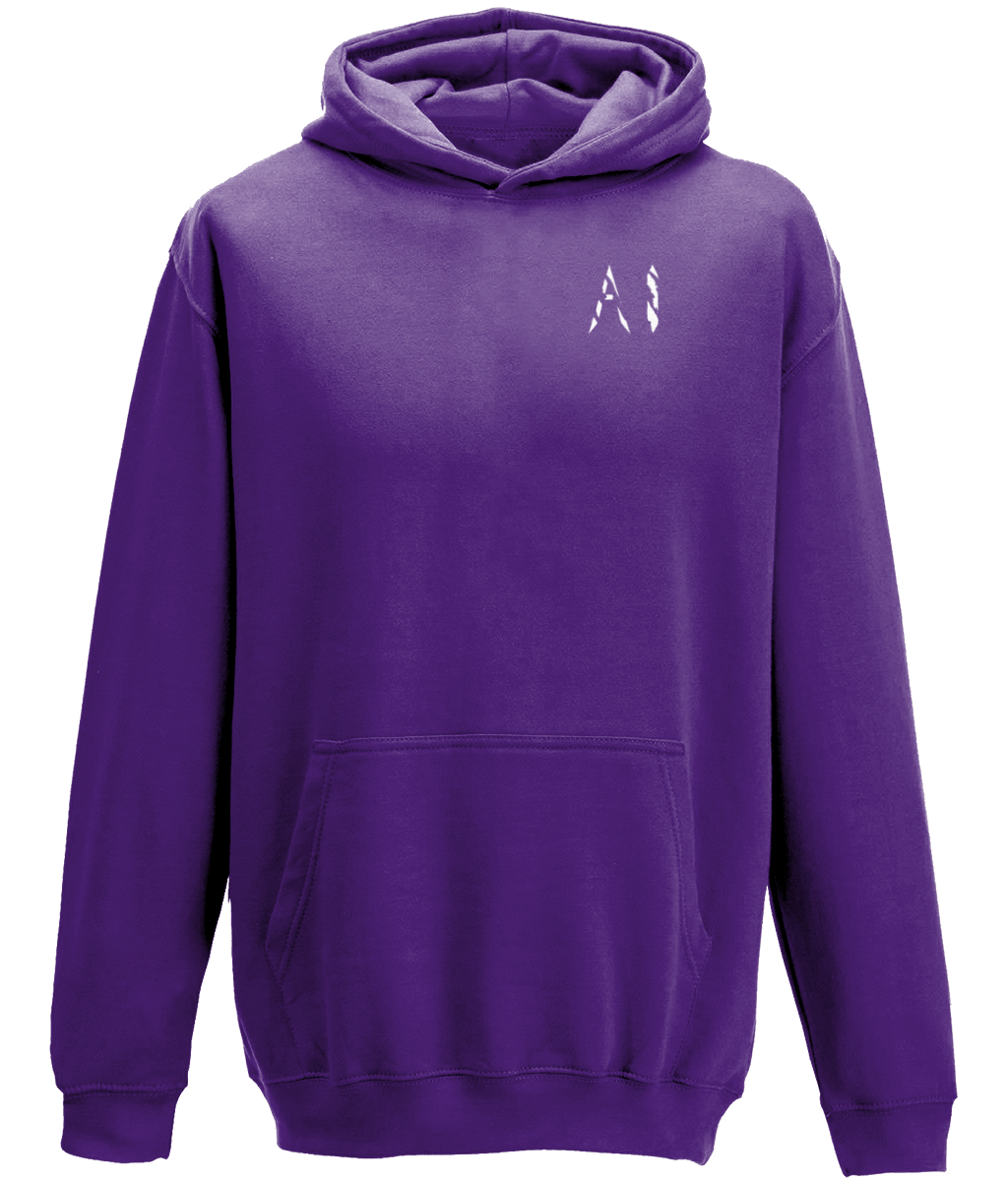 Kids purple Casual Hoodie with White AI logo on the left chest