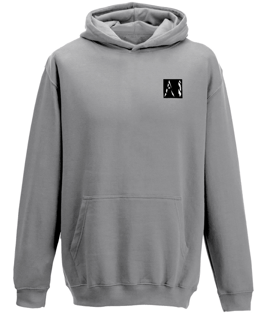Animal Instinct Signature Box Logo light grey Hoodie with white AI logo within a black box located on the left chest