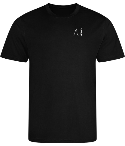 Kids Black Athletic Sports Shirt with white AI logo on the Left chest