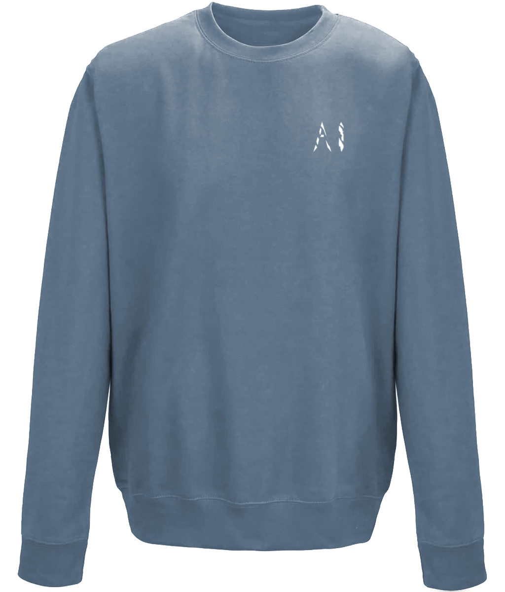 Animal Instinct Pale blue Workout Sweatshirt White AI Logo on the left chest