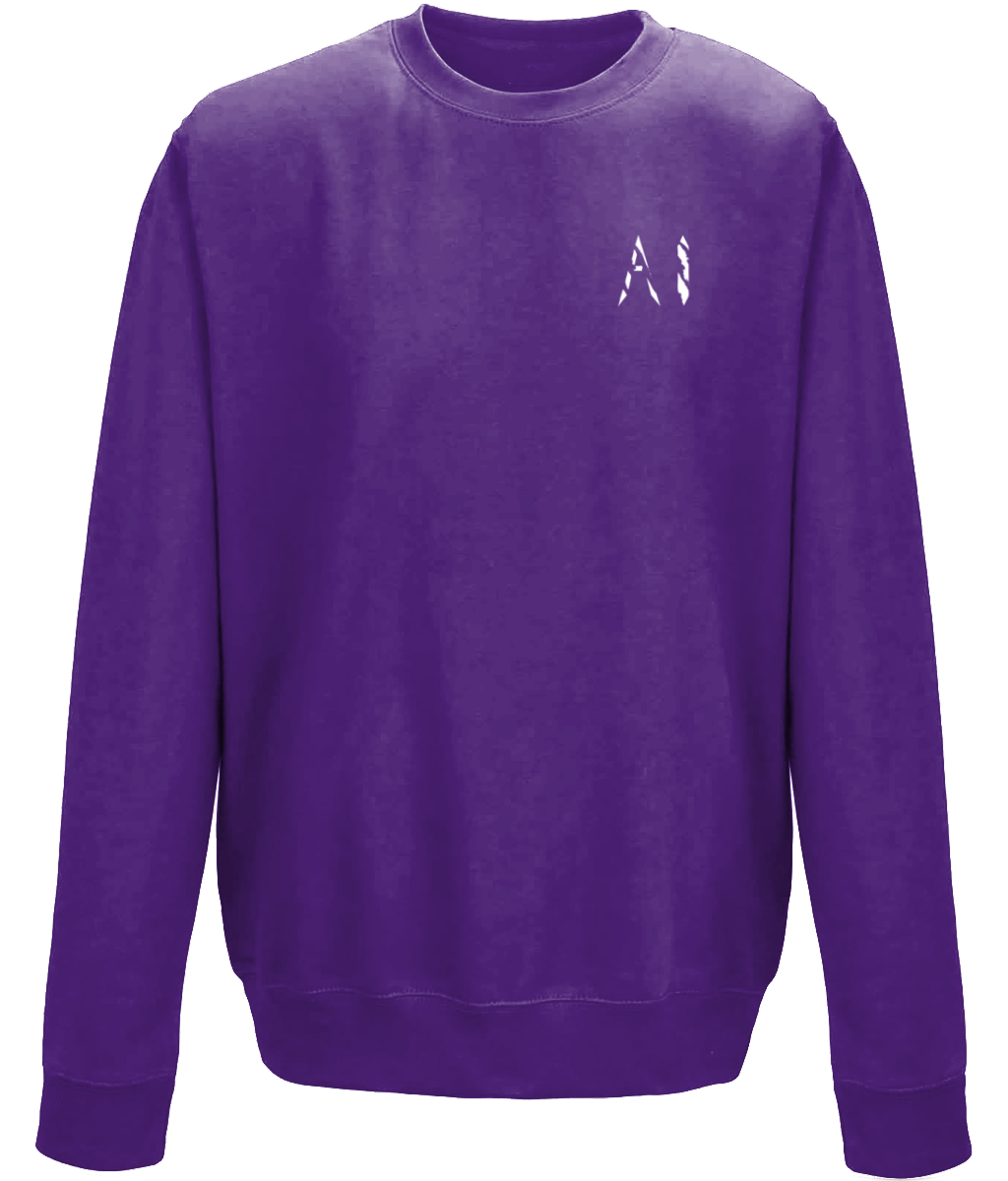 Kids purple Casual Sweatshirt with white AI logo on the left chest