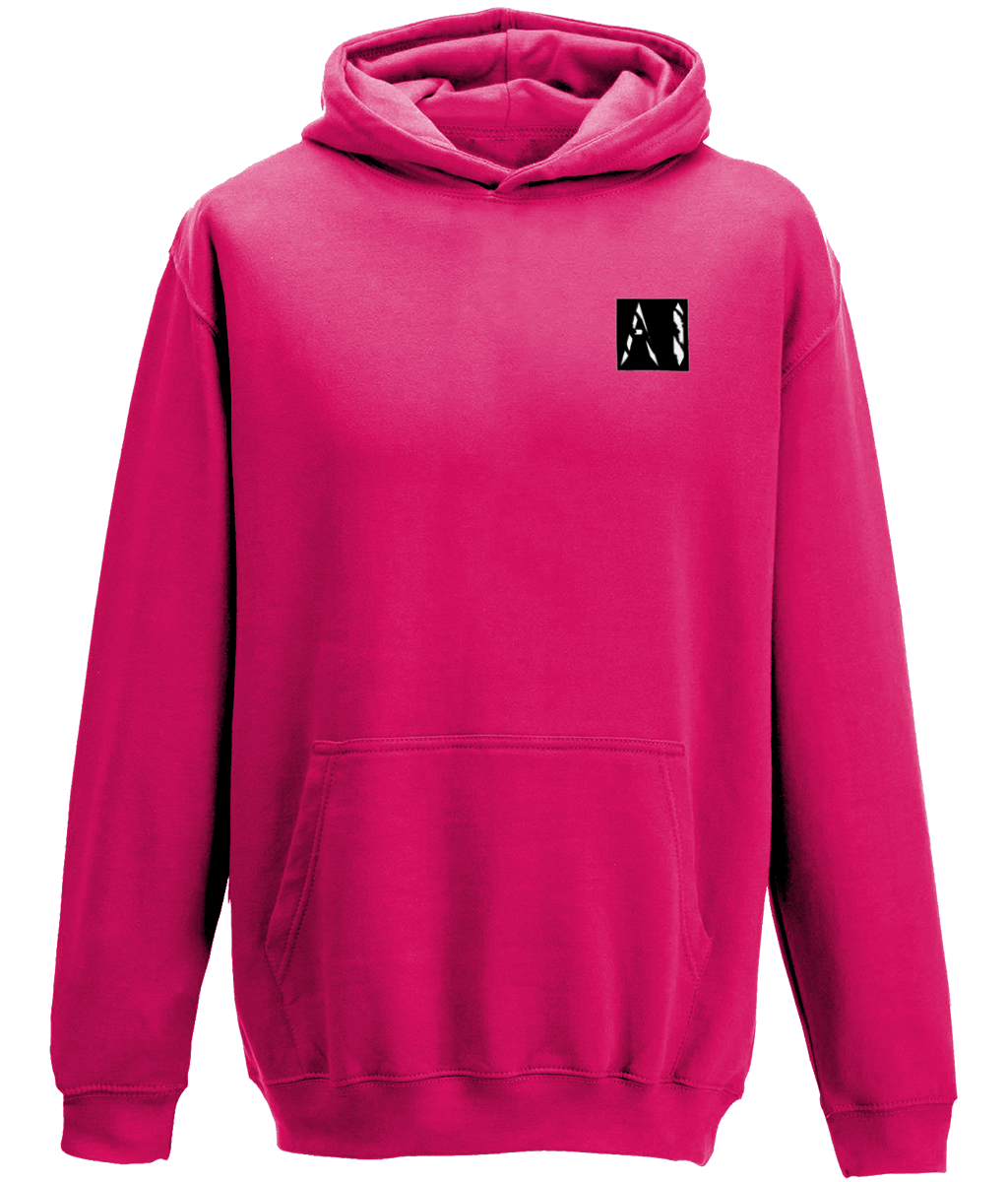 Animal Instinct Signature Box Logo Purple megenta Hoodie with white AI logo within a black box located on the left chest