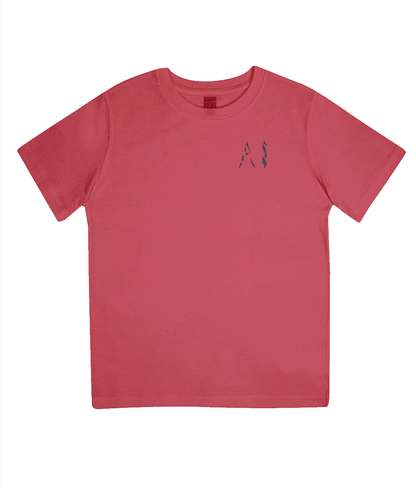 Kids Red Casual Jersey T-Shirt with black AI logo on the left chest