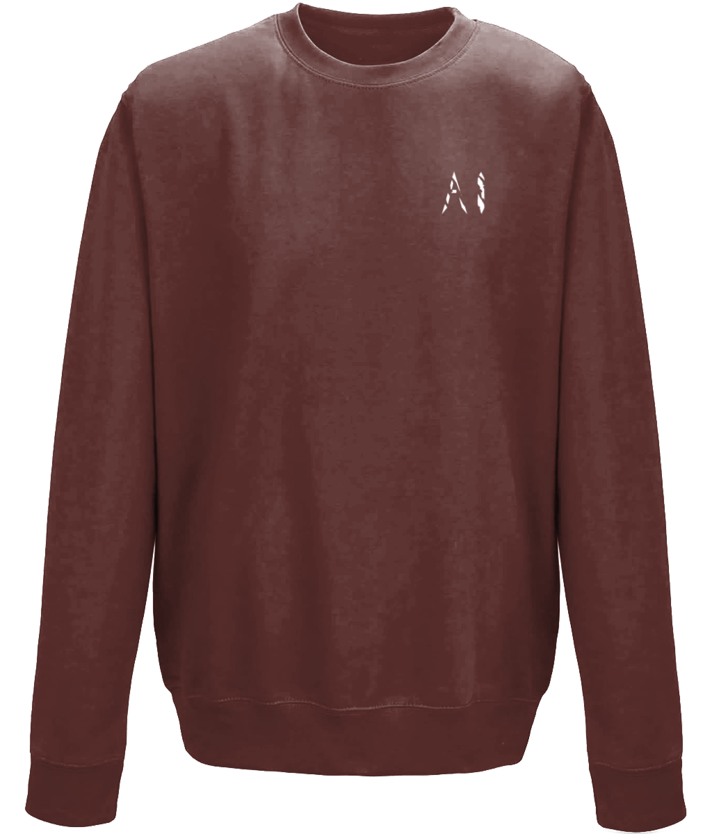 Animal Instinct Brown Workout Sweatshirt White AI Logo on the left chest