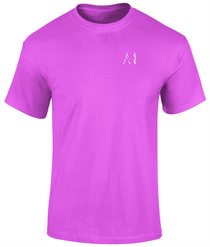 Mens purple Heavy Cotton T-Shirt with white AI logo on the left chest