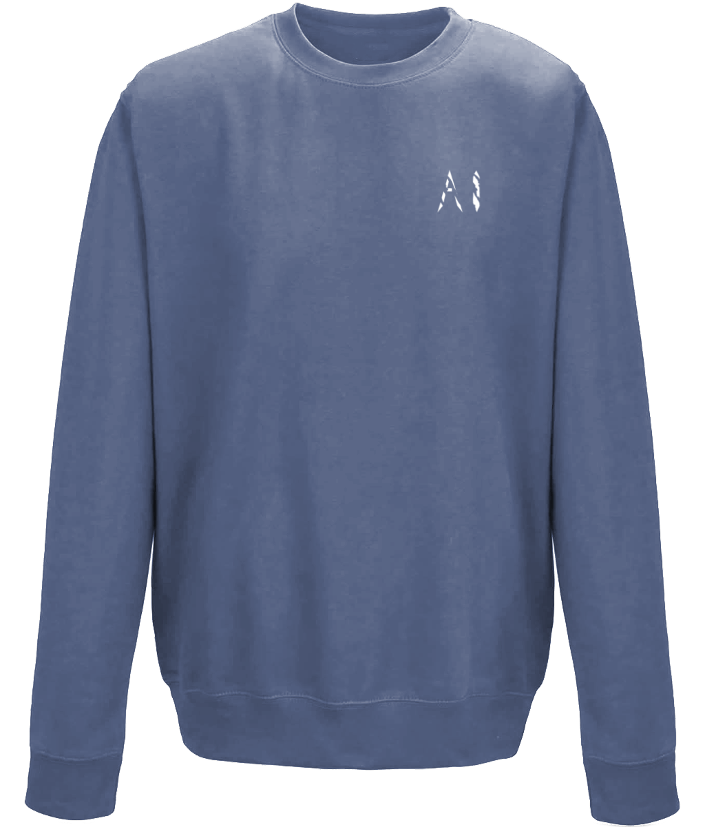 Animal Instinct light blue Workout Sweatshirt White AI Logo on the left chest