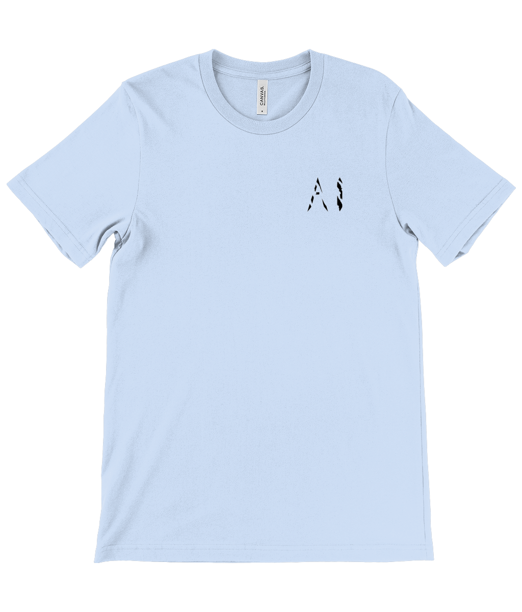 Mens blue Casual T-Shirt with black AI logo on the left chest