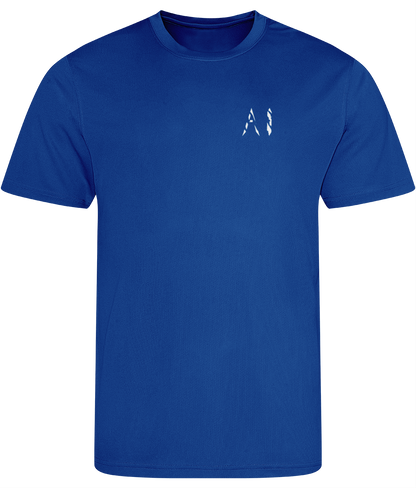 Mens Dark blue Athletic Sports Shirt with white AI logo on the left chest