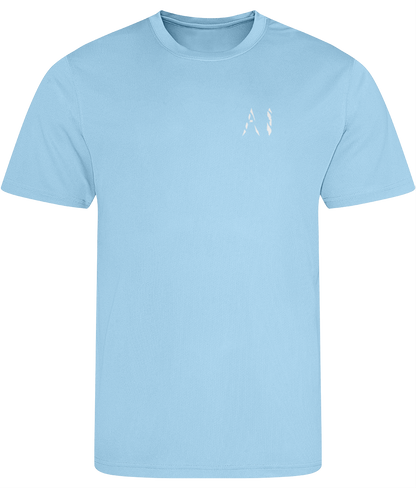 Mens light blue Athletic Sports Shirt with white AI logo on the left chest