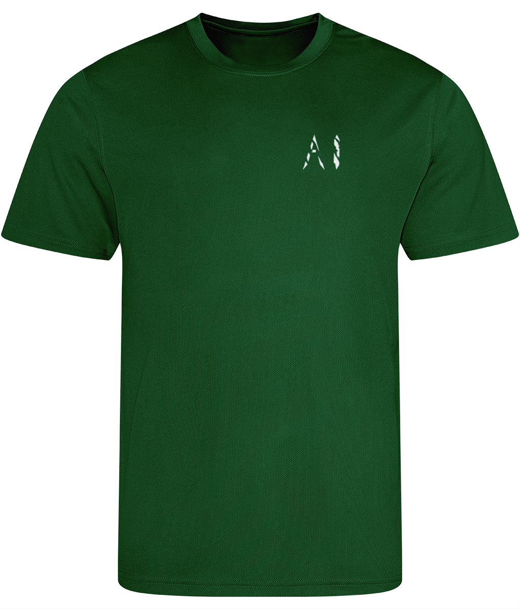 Mens Green Athletic Sports Shirt with white AI logo on the left chest