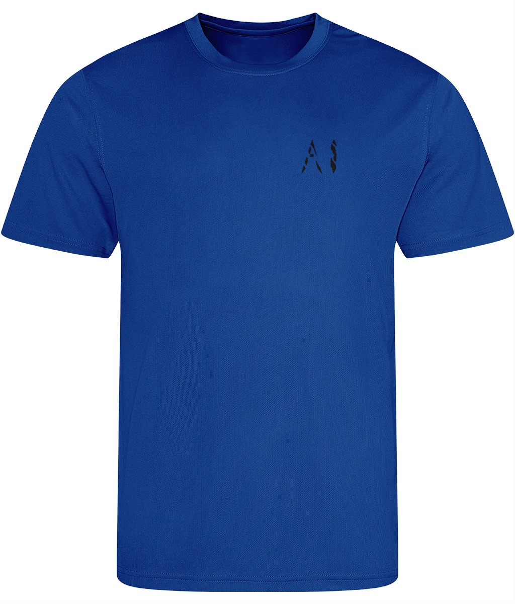 Mens Navy blue Athletic Sports Shirt with black AI logo on the left chest