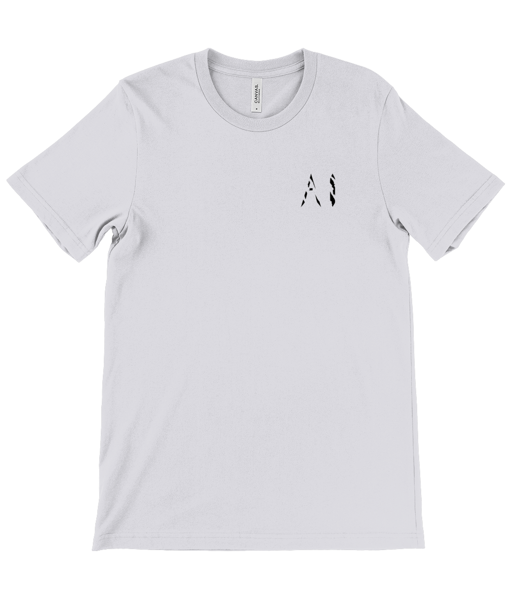 Mens light grey Casual T-Shirt with black AI logo on the left chest